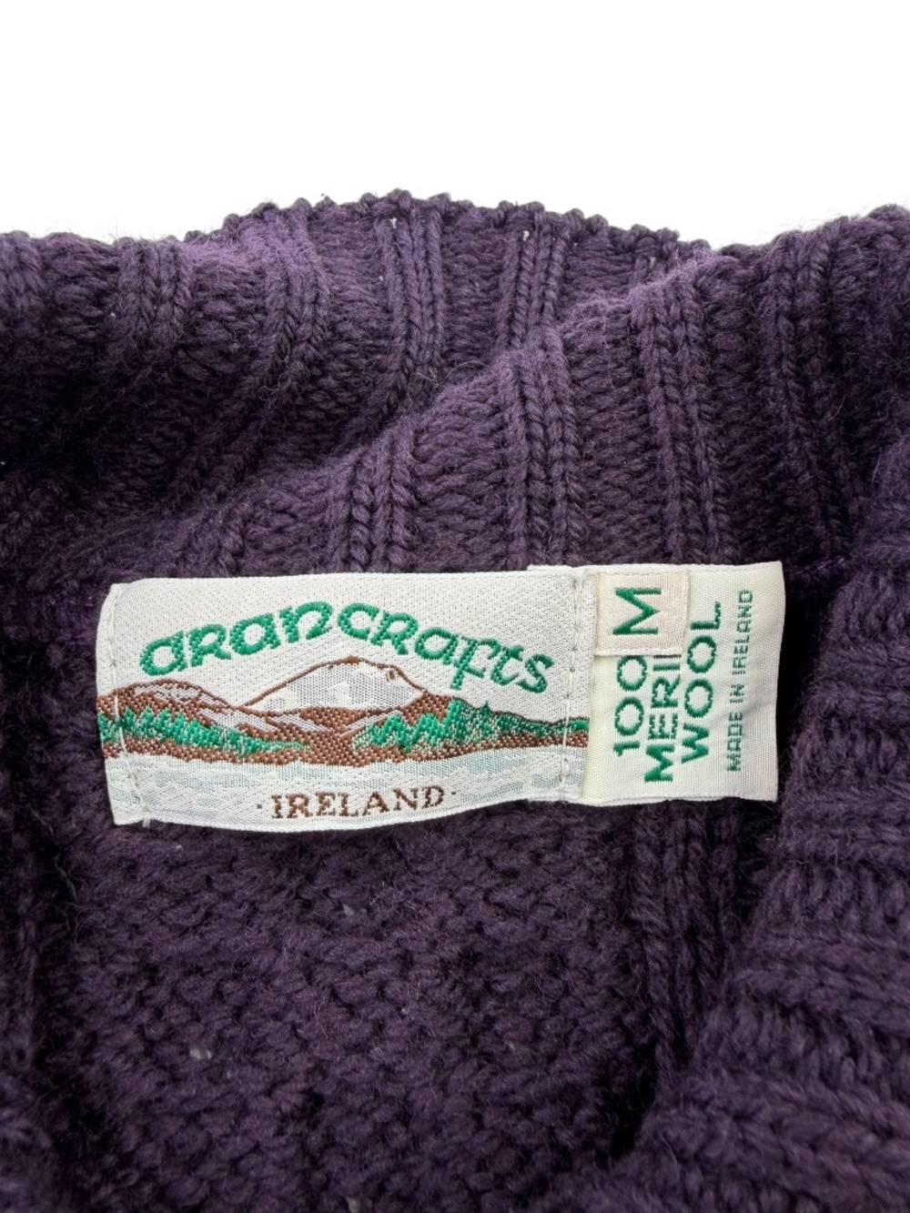 Aran Crafts Ireland 100% Merino Wool Cable Knit Full Zip Cardigan Sweater - Picture 5 of 9